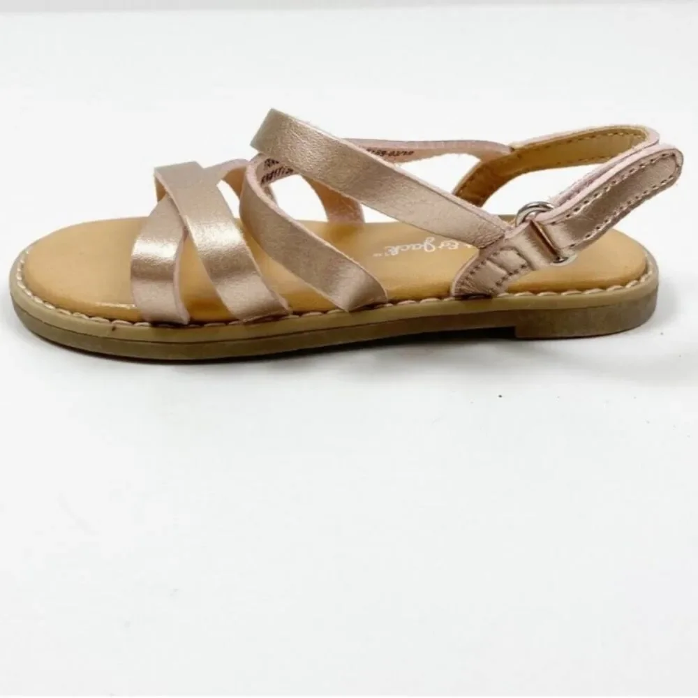Cat & Jack Strappy Sandals Rose Gold Little Girls Size 2 New